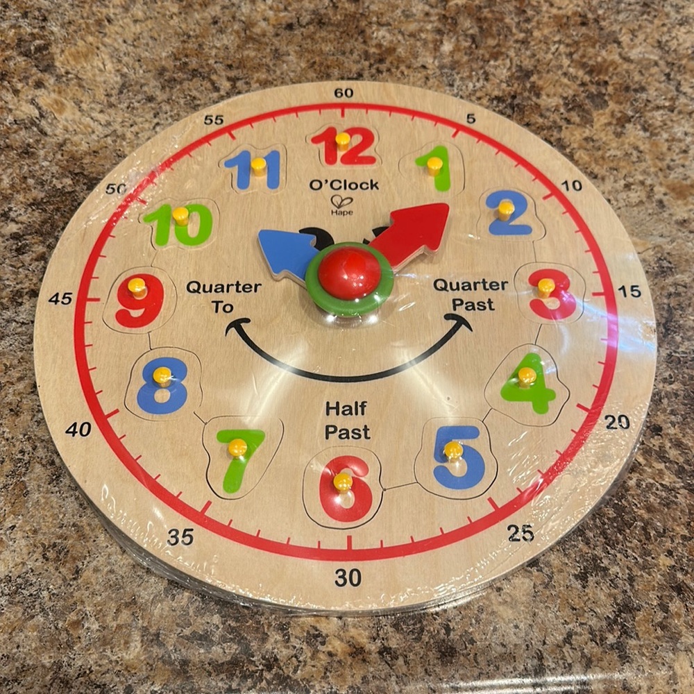 ⏰Hape⏰ Happy Hour Clock Kid's Wooden Time Learning Puzzle - Picture 7 of 10